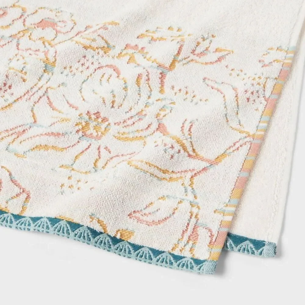 Threshold - 2pc Boho Border Floral Bath Towel Multi - Threshol White